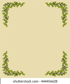 Vintage border with branch. 