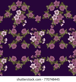 Vintage border in candy flowers of  ranunculus. Country style millefleurs. Floral seamless background for romantic country wedding, textile, covers, manufacturing, wallpapers, print, gift wrap.