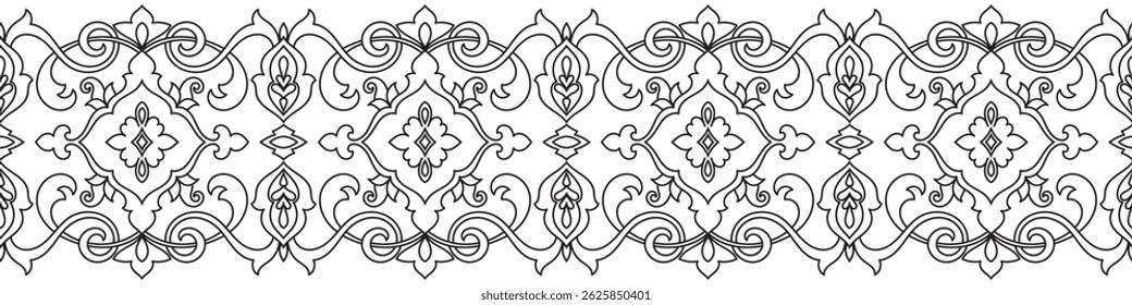 Vintage border, designed with rolled branch lines