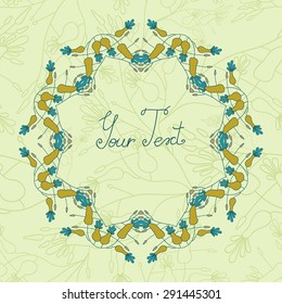 Vintage. Border with flowers.