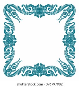 vintage border frame engraving with retro ornament 
