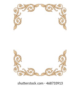 Vintage border frame engraving with retro ornament pattern in antique rococo style decorative design. Royal element of design on a white background.