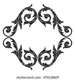 Vintage border frame engraving with retro ornament pattern in antique rococo style decorative design. Royal element of Design on a white background. 
