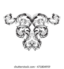 Vintage border frame engraving with retro ornament pattern in antique rococo style decorative design. Royal element of Design on a white background. You can use for wedding invitation.