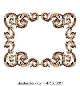 Vintage border frame engraving with retro ornament pattern in antique rococo style decorative design. Royal element of Design on a white background. You can use for wedding invitation.
