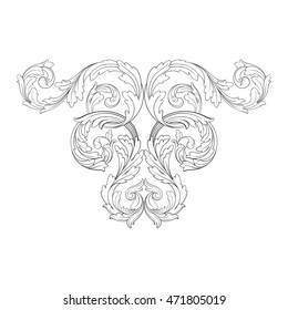 Vintage border frame engraving with retro ornament pattern in antique rococo style decorative design. Royal element of Design on a white background. You can use for wedding invitation.
