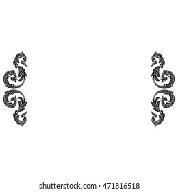 Vintage border frame engraving with retro ornament pattern in antique rococo style decorative design. Royal element of Design on a white background. You can use for wedding invitation. Line art.