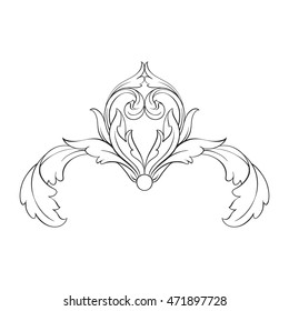 Vintage border frame engraving with retro ornament pattern in antique rococo style decorative design. Royal element of Design on a white background. You can use for wedding invitation. Line art.
