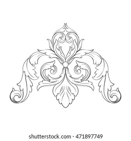 Vintage border frame engraving with retro ornament pattern in antique rococo style decorative design. Royal element of Design on a white background. You can use for wedding invitation. Line art.