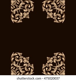 Vintage border frame engraving with retro ornament pattern in antique rococo style decorative design. Royal element of Design on a white background. 