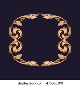 Vintage border frame engraving with retro ornament pattern in antique rococo style decorative design. Royal element of Design on a white background. 