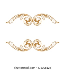 Vintage border frame engraving with retro ornament pattern in antique rococo style decorative design. Royal element of Design on a white background. 