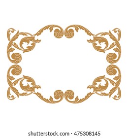Vintage border frame engraving with retro ornament pattern in antique rococo style decorative design. Royal element of Design on a white background. 