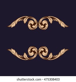 Vintage border frame engraving with retro ornament pattern in antique rococo style decorative design. Royal element of Design on a white background. 