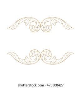 Vintage border frame engraving with retro ornament pattern in antique rococo style decorative design. Royal element of Design on a white background. 
