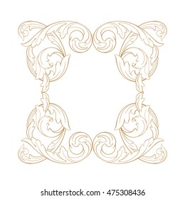 Vintage border frame engraving with retro ornament pattern in antique rococo style decorative design. Royal element of Design on a white background. 