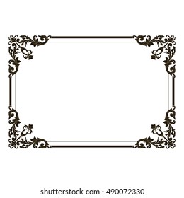 Vintage-Rahmen Gravur mit Retro-Ornament-Muster in antiken Rokoko-Stil dekorativ. Royal-Element von Design auf weißem Hintergrund. Sie können die Einladung zur Hochzeit nutzen. Grenzvektor.