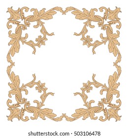 Vintage border frame engraving with retro ornament pattern in antique rococo style decorative design. Royal element of Design on a white background. 