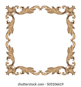 Vintage border frame engraving with retro ornament pattern in antique rococo style decorative design. Royal element of Design on a white background. 
