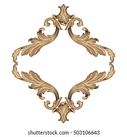 Vintage border frame engraving with retro ornament pattern in antique rococo style decorative design. Royal element of Design on a white background. 