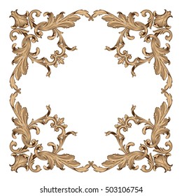 Vintage border frame engraving with retro ornament pattern in antique rococo style decorative design. Royal element of Design on a white background. 