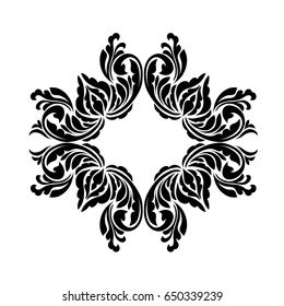 Vintage border frame engraving with retro ornament pattern in antique baroque style decorative design. Vector.