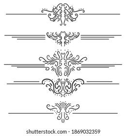 Vintage border, frame and ornament element vector set isolated on a white background.