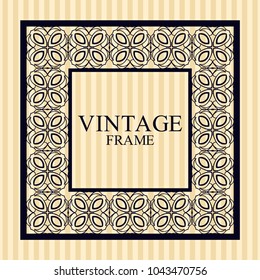 Vintage border frame with retro ornamental pattern. Template for design. Vector illustration