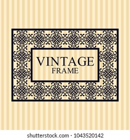 Vintage border frame with retro ornamental pattern. Template for design. Vector illustration