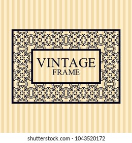 Vintage border frame with retro ornamental pattern. Template for design. Vector illustration