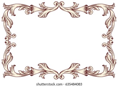 vintage border frame vector illustration (baroque design)