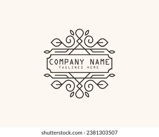 Vintage Border Line Template Vector Stock Illustration