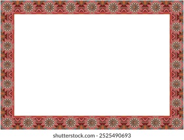Vintage border, mandala, abstract flower. Border frame with royal ornaments on white background.
