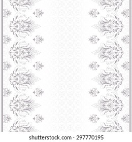 Vintage  border on white. Ornate element for design and place for text. Ornamental lace pattern for wedding invitations and greeting cards. Traditional floral decor.