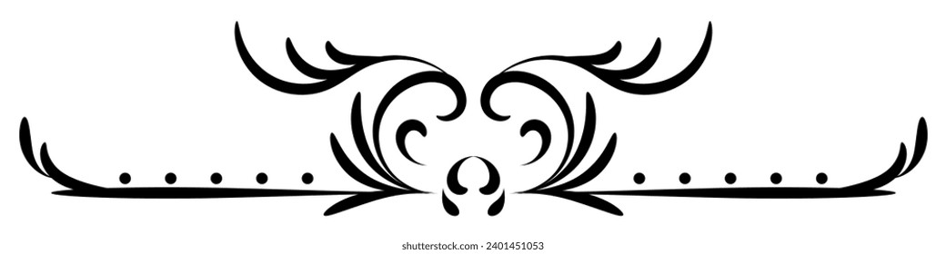 Vintage border ornament. Classic swirl divider motif. Hand drawn vector illustration. Element for decorative frame, template.