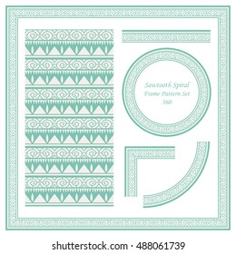 Vintage Border Pattern 360 Sawtooth Spiral Round Geometry
