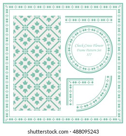 Vintage Border Pattern 377 Check Cross Frame Flower