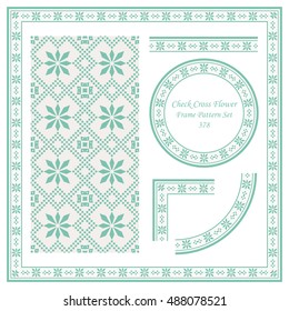 Vintage Border Pattern 378 Check Cross Square Flower
