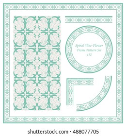 Vintage Border Pattern 412 Spiral Cross Vine Flower