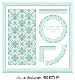 Vintage Border Pattern 455 Round Cross Ribbon Flower