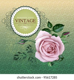 Vintage border with rose