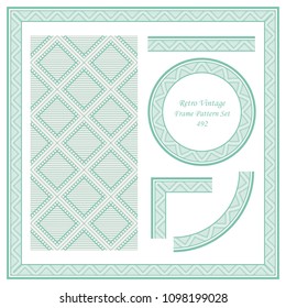 Vintage border seamless pattern background set square check cross frame geometry line, ideal for invitation greeting card or memo template design.