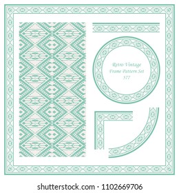 Vintage border seamless pattern background set triangle polygon check geometry stitch cross line frame, ideal for invitation greeting card or memo template design.