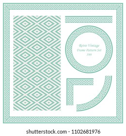 Vintage border seamless pattern background set stitch cross square check diamond frame line, ideal for invitation greeting card or memo template design.