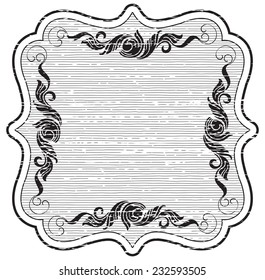 Vintage border. Vector retro  background with ornate border at engraving style.  