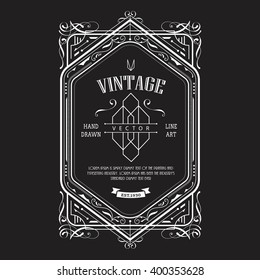 Vintage border western label antique frame engraving retro vector illustration