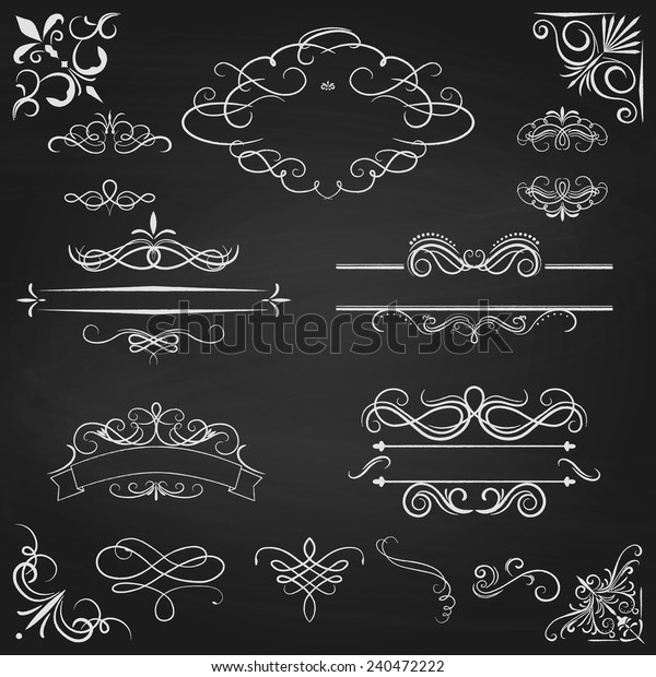 Vintage borders calligraphic set. Ornate\
design elements. Vector\
illustration.