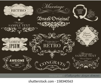 Vintage  borders and other elements calligraphic collection