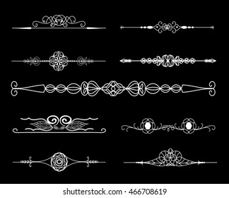Vintage borders. Set of calligraphic decorative vector dividers borders.
