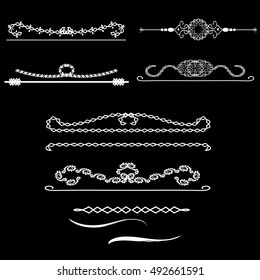 Vintage borders. Set of calligraphic decorative vector dividers borders.